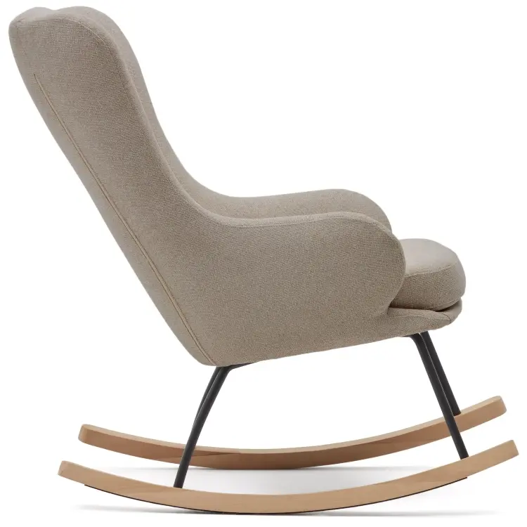Maustin Кресло-качалка из бежевой овчины со стальной конструкцией и деревом бука