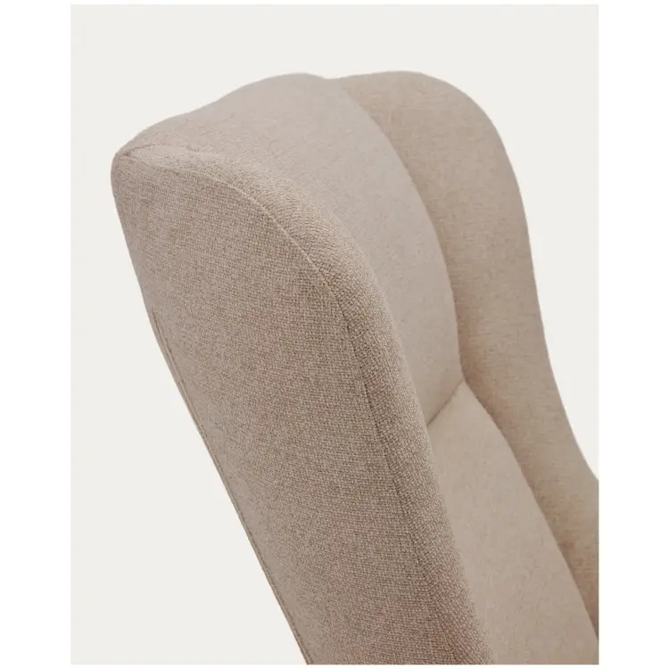 Maustin Кресло-качалка из бежевой овчины со стальной конструкцией и деревом бука