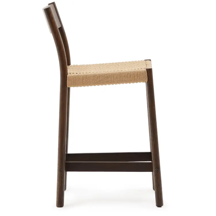 Analy Полубарный стул из массива дуба с отделкой под орех и сиденьем из веревки 65 см