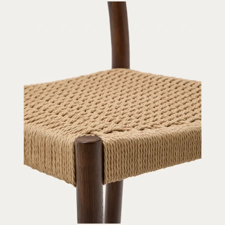 Analy Полубарный стул из массива дуба с отделкой под орех и сиденьем из веревки 65 см