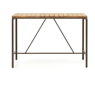 Salguer Барный стол из массива акации и коричневой стали Ø 140 x 70 см