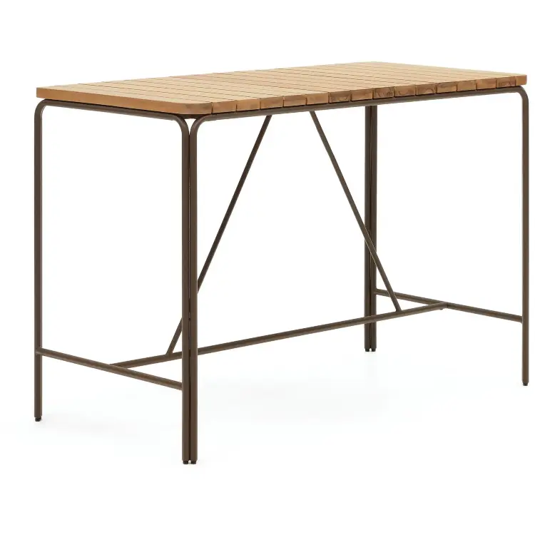 Salguer Барный стол из массива акации и коричневой стали Ø 140 x 70 см