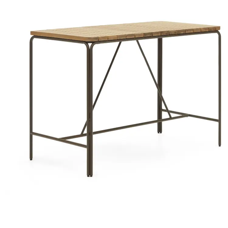 Salguer Барный стол из массива акации и коричневой стали Ø 140 x 70 см