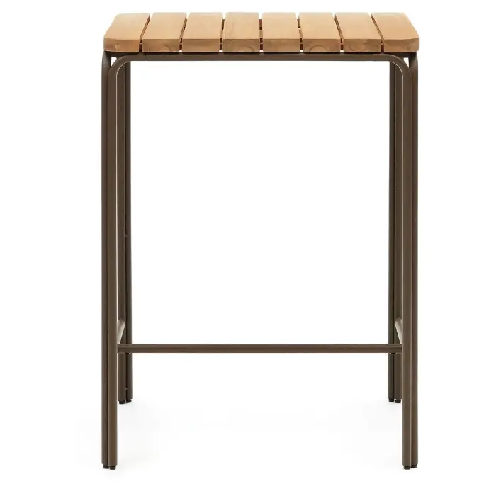 Salguer Барный столик из массива акации и коричневой стали Ø 70 x 70 см