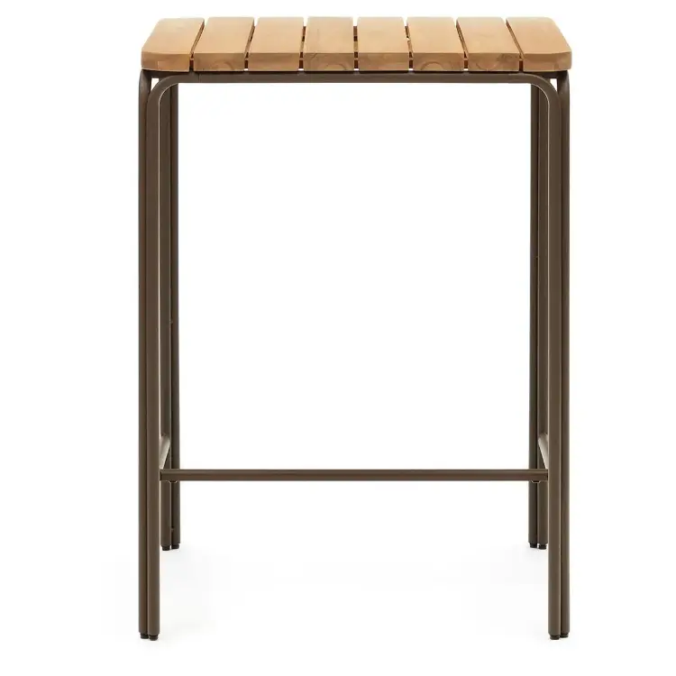 Salguer Барный столик из массива акации и коричневой стали Ø 70 x 70 см