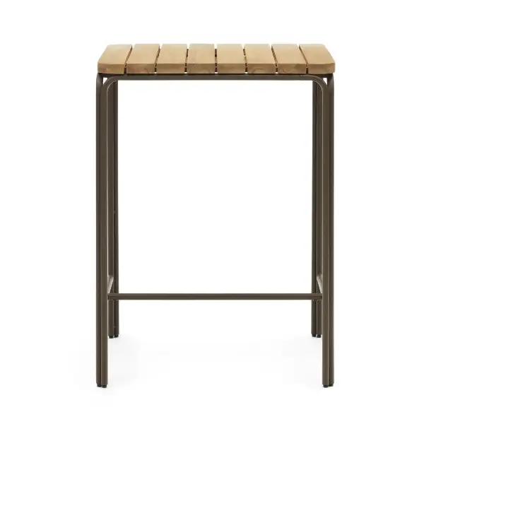 Salguer Барный столик из массива акации и коричневой стали Ø 70 x 70 см