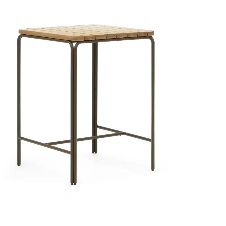 Salguer Барный столик из массива акации и коричневой стали Ø 70 x 70 см