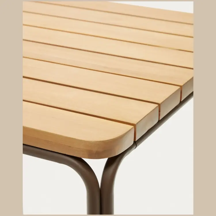 Salguer Барный столик из массива акации и коричневой стали Ø 70 x 70 см