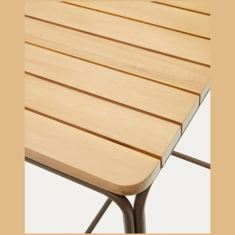 Salguer Барный столик из массива акации и коричневой стали Ø 70 x 70 см