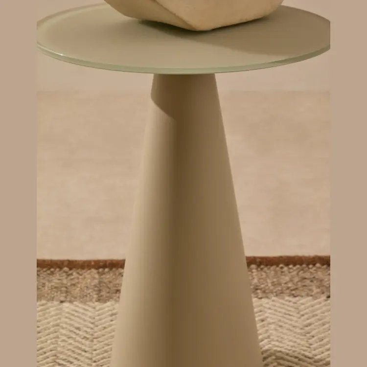 Журнальный столик Wilshire из матового стекла и стали матово-серый Ø35 см