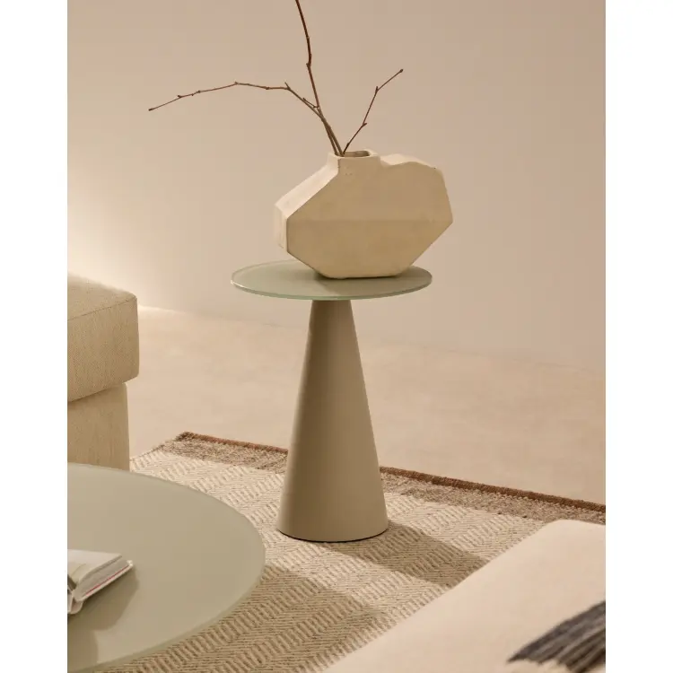 Журнальный столик Wilshire из матового стекла и стали матово-серый Ø35 см