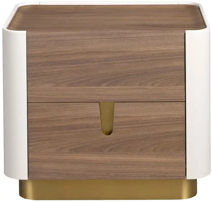 Прикроватная тумбочка 7187 из ореха и лака бежевого цвета