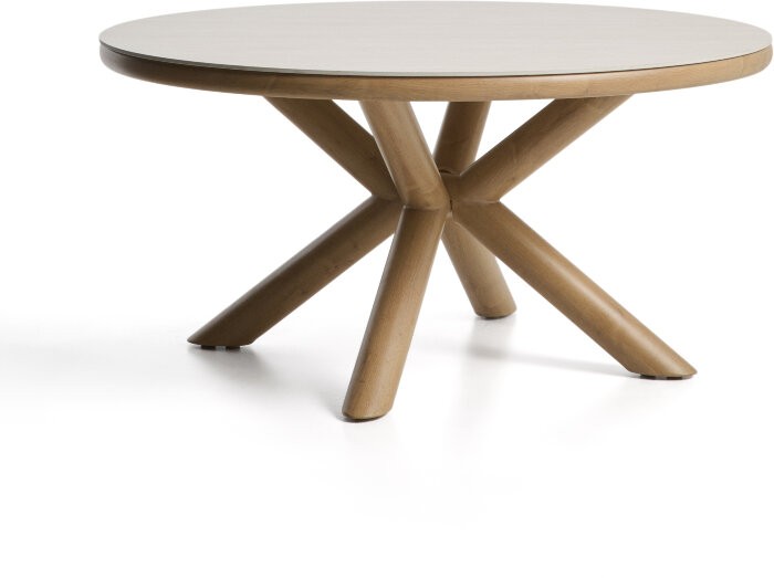 Уличный стол Mirtia из алюминия с отделкой под дерево и кремового спеченного камня 148 см