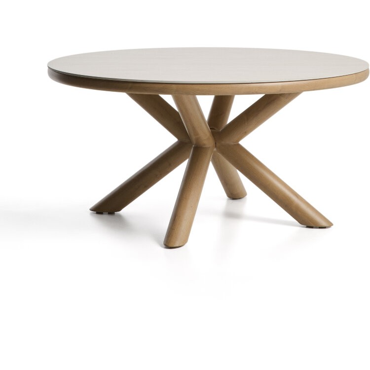 Уличный стол Mirtia из алюминия с отделкой под дерево и кремового спеченного камня 148 см