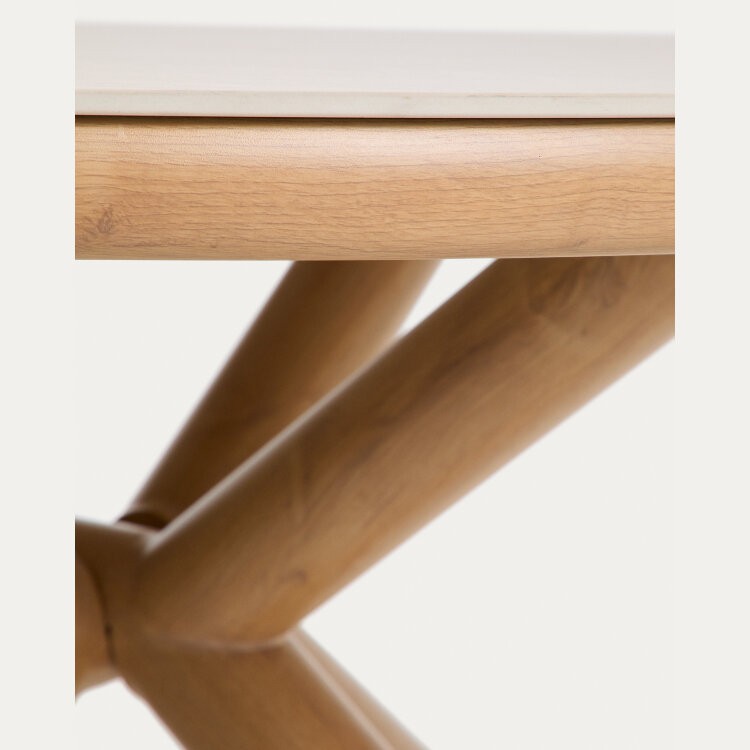 Уличный стол Mirtia из алюминия с отделкой под дерево и кремового спеченного камня 148 см