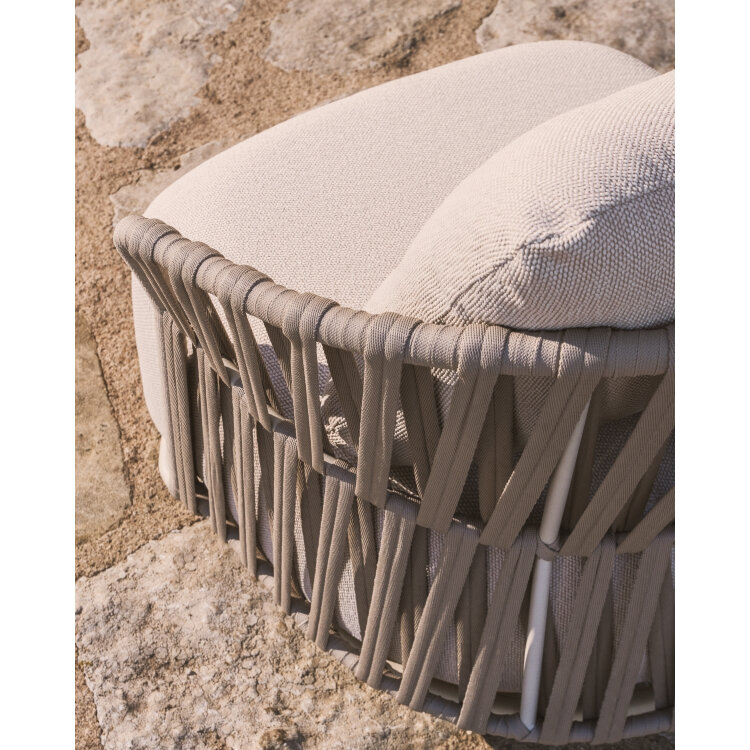 Уличное кресло Osani из алюминия цвета экрю и веревки цвета таупе