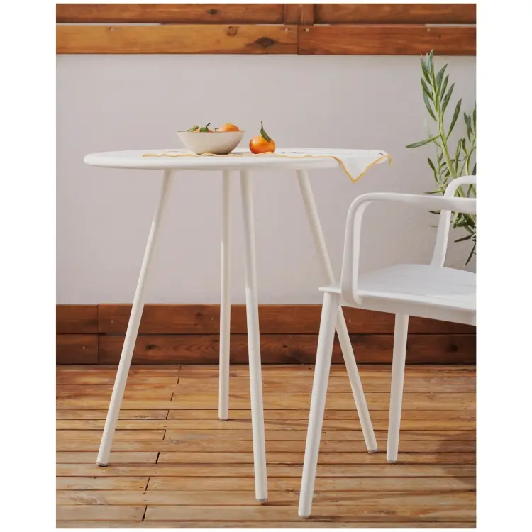 Montjoi Круглый уличный стол из стали с белой отделкой Ø 70 см