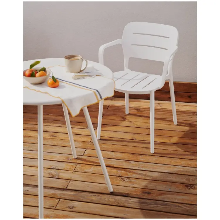 Montjoi Круглый уличный стол из стали с белой отделкой Ø 70 см