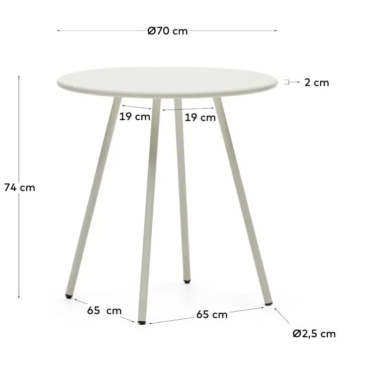 Montjoi Круглый уличный стол из стали с белой отделкой Ø 70 см