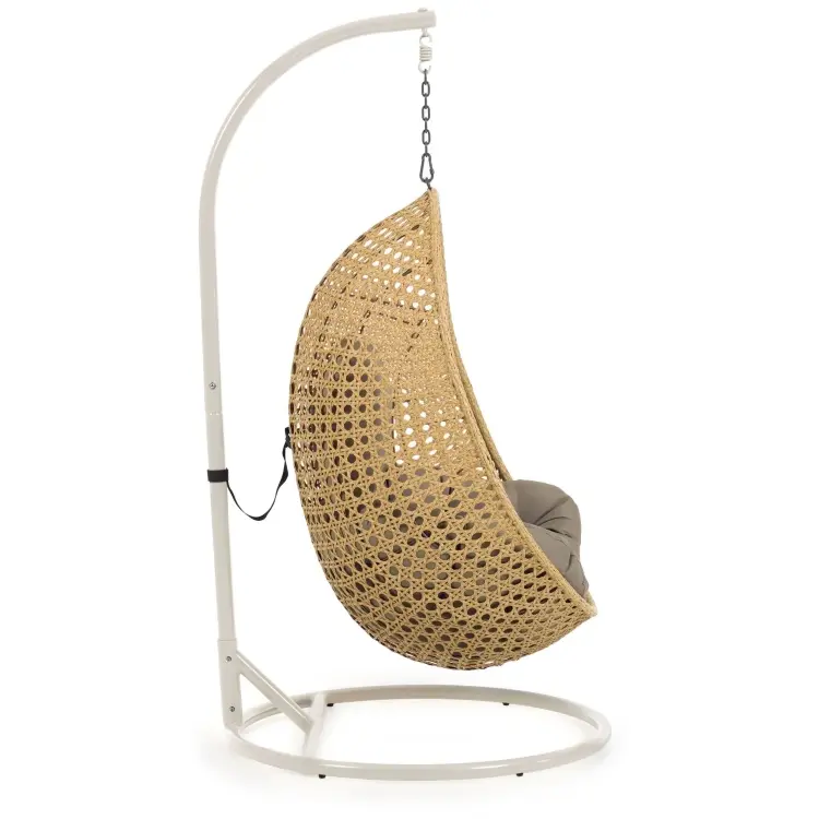 Cira Светло-серое подвесное кресло с натуральной отделкой