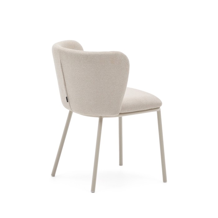 Стул Ciselia из бежевого шенилла и бежевой стали