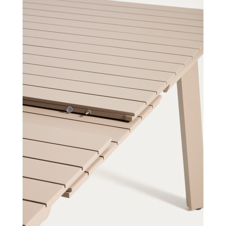 Раздвижной уличный стол Izola из алюминия с бежевой отделкой, 220 (280) x 100 см