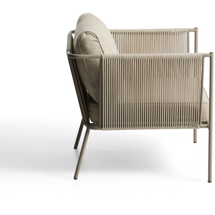 Уличное кресло Zivia из веревки цвета экрю и стали таупе 178 см