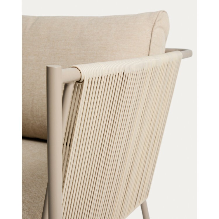 Уличное кресло Zivia из веревки цвета экрю и стали таупе 178 см