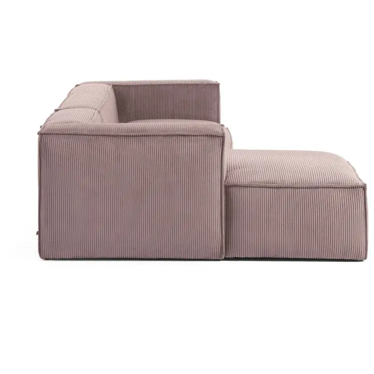Диван 3х местный Blok с левым шезлонгом розовый вельвет 330 см