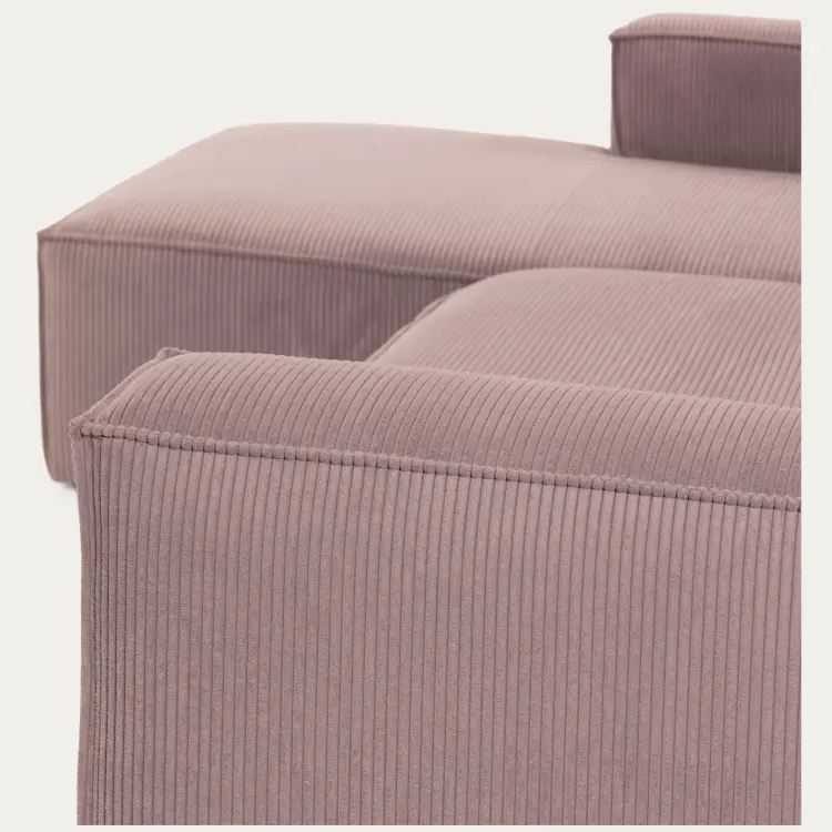 Диван 3х местный Blok с левым шезлонгом розовый вельвет 330 см