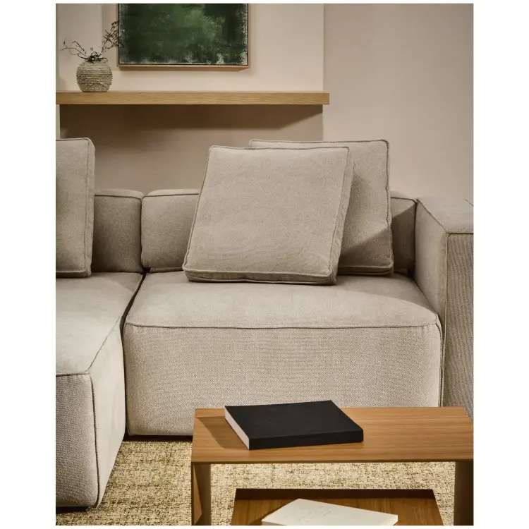 Диван-кровать Marela бежевый шенилл 3-местный с кушеткой слева 236 см