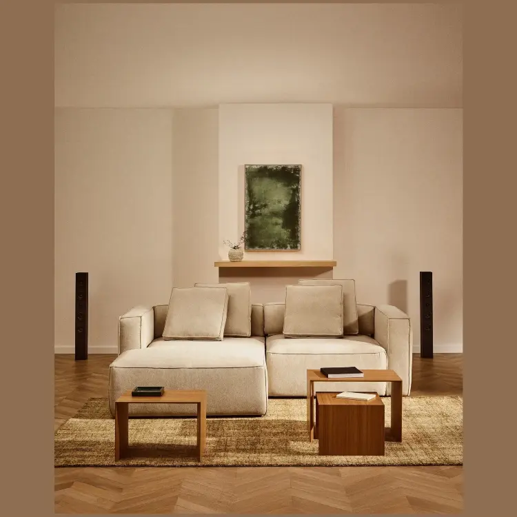 Диван-кровать Marela бежевый шенилл 3-местный с кушеткой слева 236 см