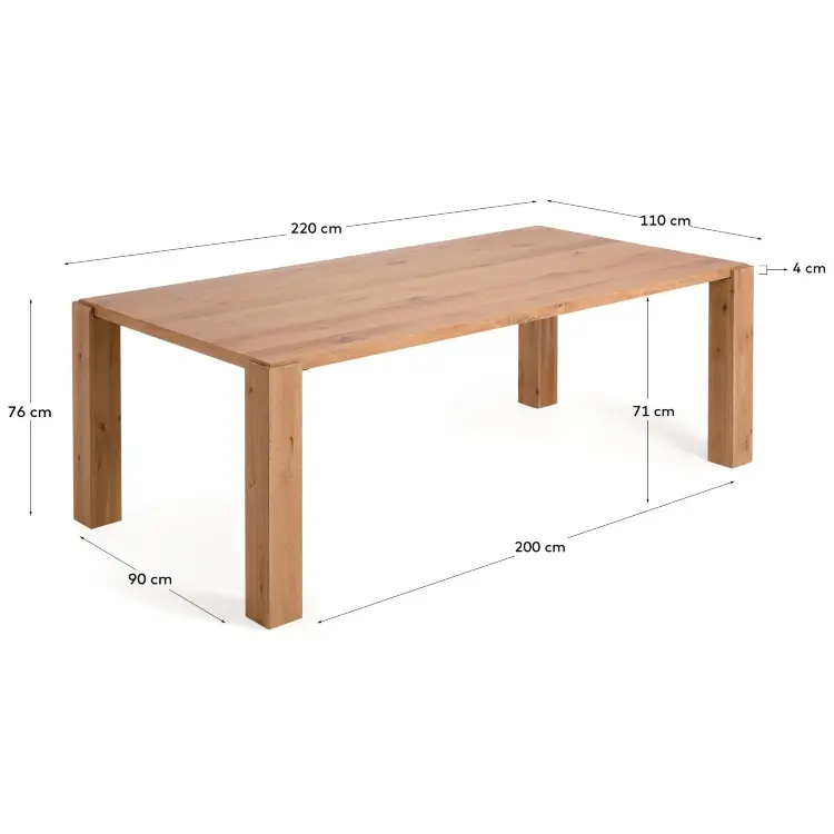 Стол Deyarina с дубовым шпоном и ножками из массива дуба 220 х 110 см