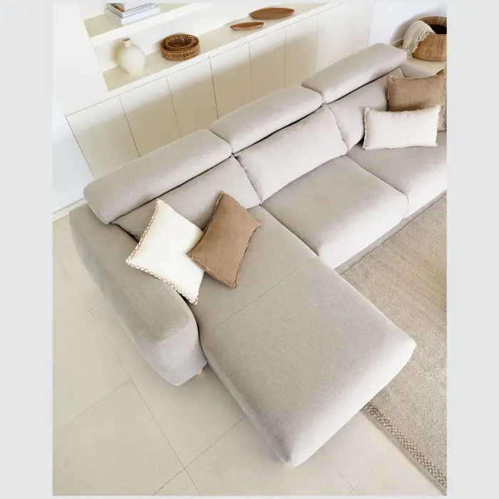 3-местный диван Singa с левым шезлонгом бежевого цвета 296 см