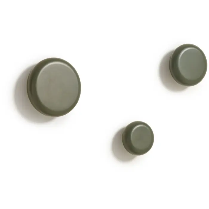 Nadue Набор из 3 настенных крючков из массива бука с зеленой отделкой