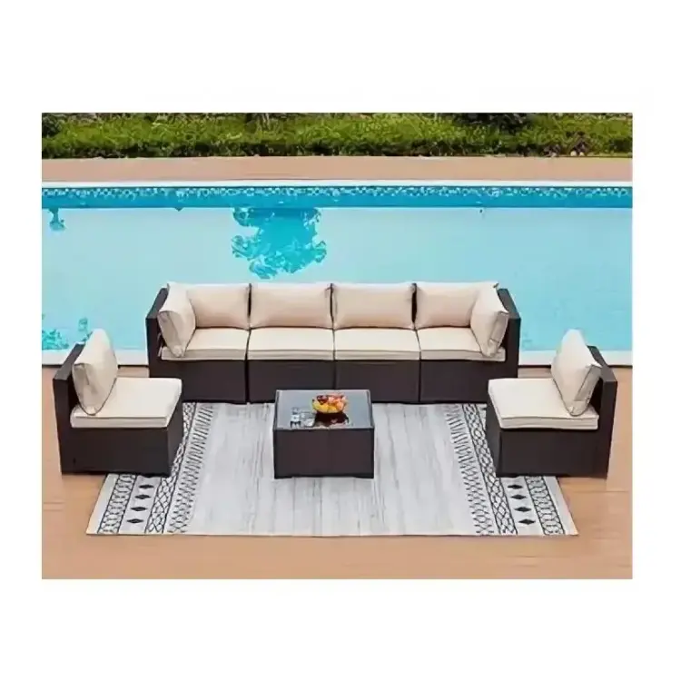 Комплект плетеной мебели  YR822Br Brown-Beige (подушка бежевая)