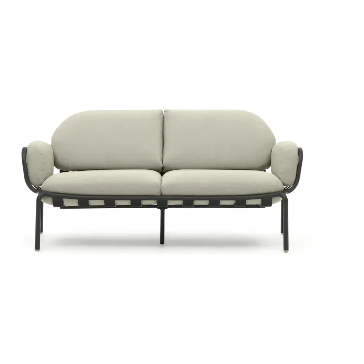 Уличный 2-местный диван Joncols с бежевой обивкой и серым алюминием 164 см