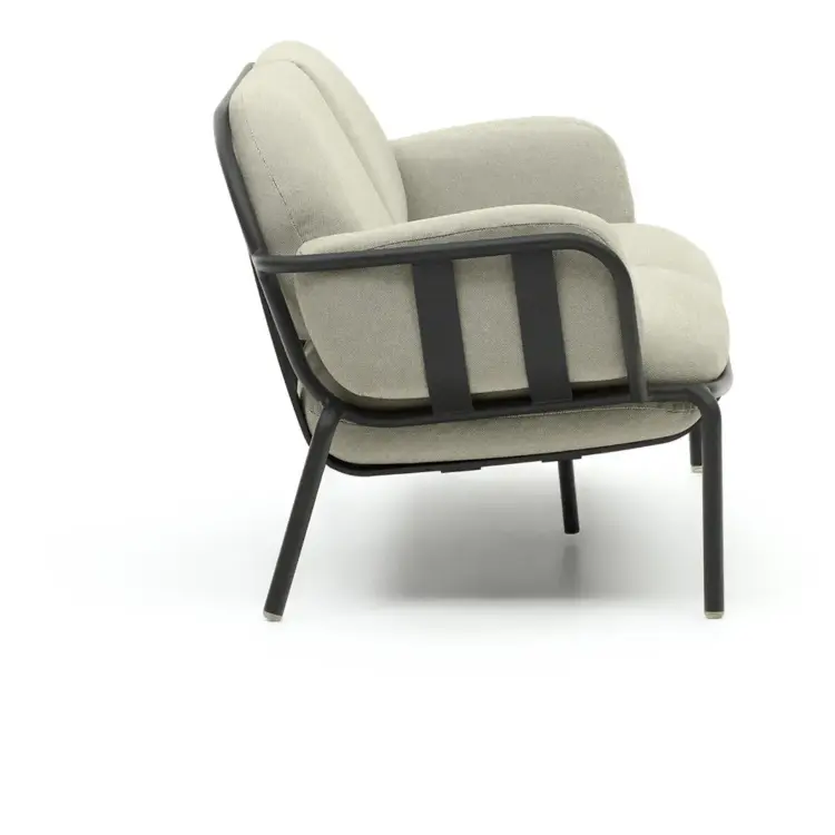 Уличный 2-местный диван Joncols с бежевой обивкой и серым алюминием 164 см