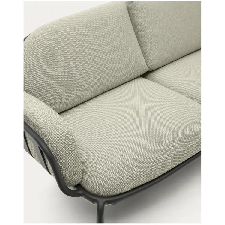 Уличный 2-местный диван Joncols с бежевой обивкой и серым алюминием 164 см