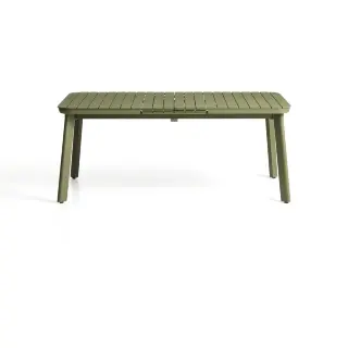 Раздвижной уличный стол Izola из алюминия с зеленой отделкой, 185 (235) x 100 см