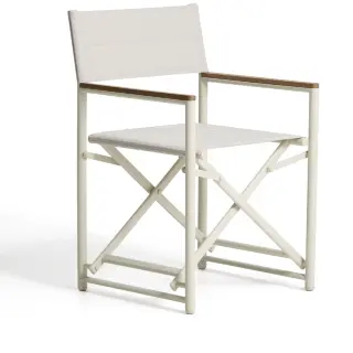 Складной уличный стул Tisno из алюминия цвета экрю и текстиля цвета экрю