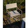 Складной уличный стул Tisno из алюминия цвета экрю и текстиля цвета экрю