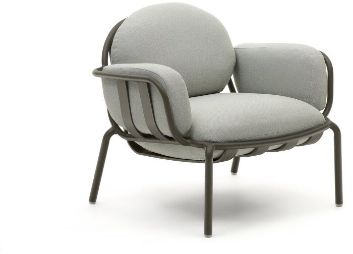 Садовое кресло Joncols серое с зеленой алюминиевой отделкой