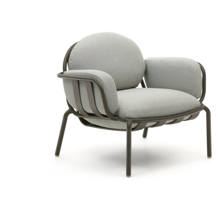 Садовое кресло Joncols серое с зеленой алюминиевой отделкой