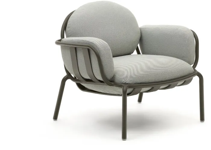 Садовое кресло Joncols серое с зеленой алюминиевой отделкой