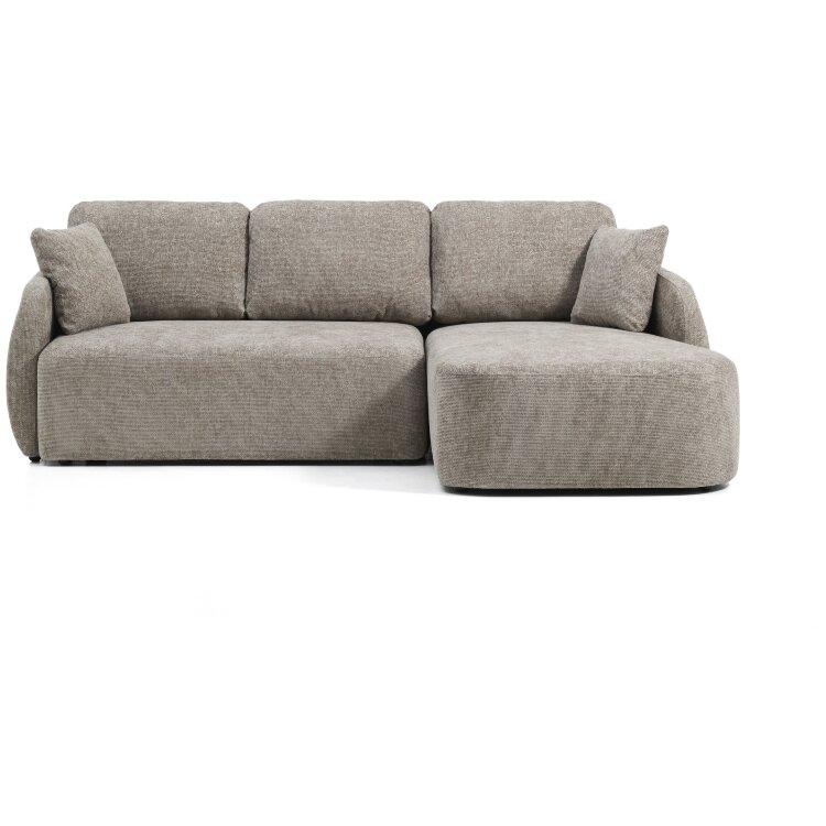 Трехместный диван-кровать Laira с правым шезлонгом из шенилла цвета таупе, 246 см