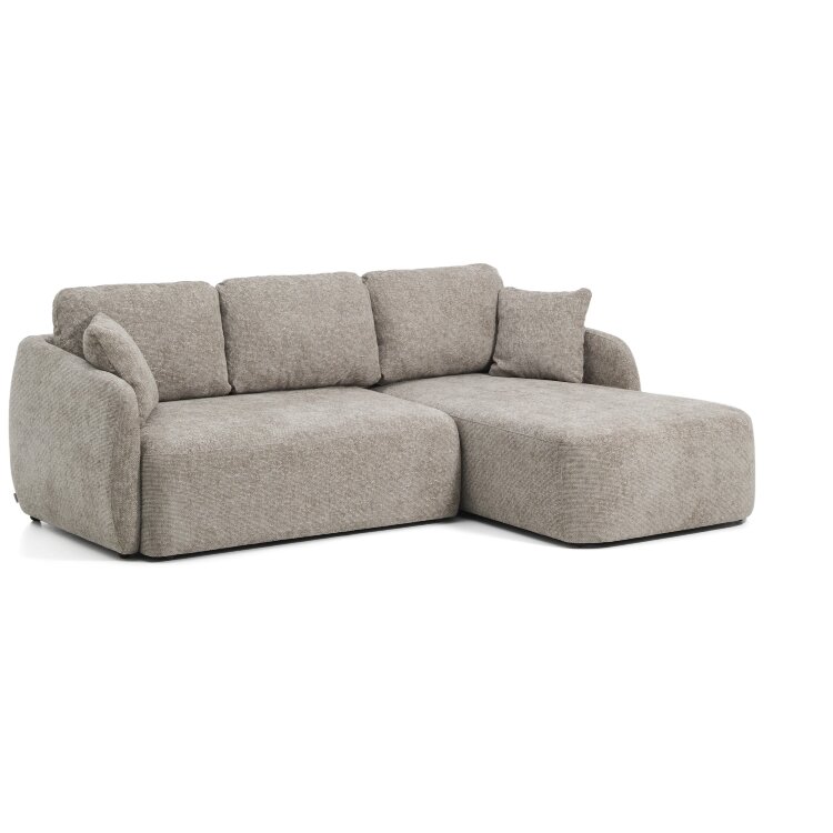 Трехместный диван-кровать Laira с правым шезлонгом из шенилла цвета таупе, 246 см