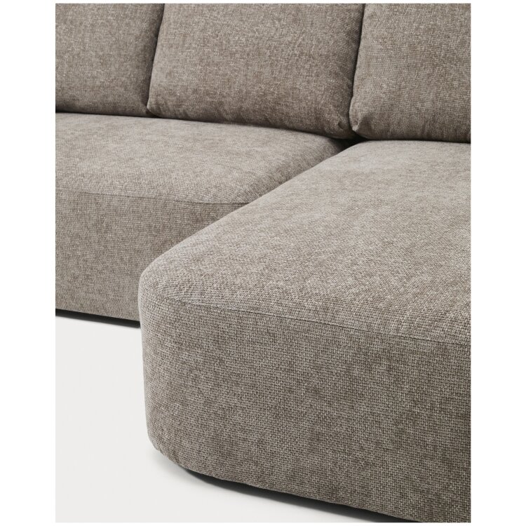 Трехместный диван-кровать Laira с правым шезлонгом из шенилла цвета таупе, 246 см