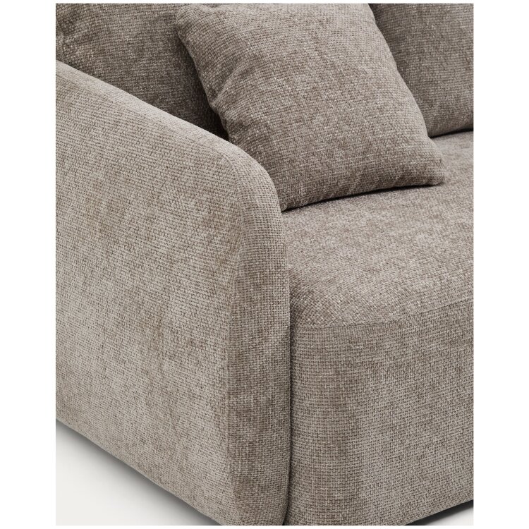 Трехместный диван-кровать Laira с правым шезлонгом из шенилла цвета таупе, 246 см