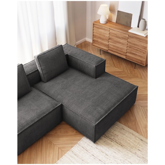 Диван 2х местный Blok правый шезлонг серый вельвет